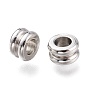 202 Stainless Steel European Bead Cores, Grommet for Polymer Clay Rhinestone Large Hole Beads Making, Grooved Rondelle