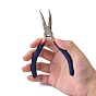 Jewelry Pliers, #50 Steel(High Carbon Steel), Bent Nose Pliers, with Random Pattern, Ferronickel, Platinum, Midnight Blue, 125x70x10mm