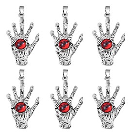 6Pcs Evil Eye Hand Charm Pendant Alloy Evil Eye Charms Red Evil Eye Pendant for Jewelry Necklace Bracelet Earring Making Crafts