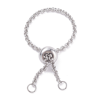 304 anneaux coulissants pour chaînes rolo en acier inoxydable, bague réglable avec perles en laiton