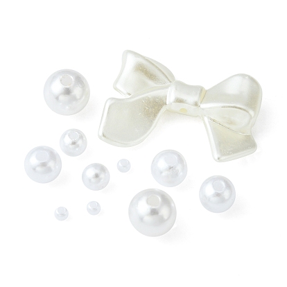 5 style perles acryliques imitation perle, rond et bowknot