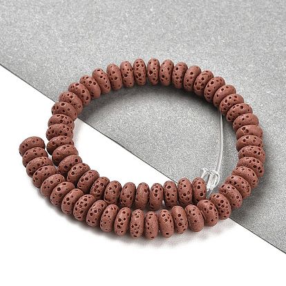 Natural Lava Rock Dyed Beads Strands, Rondelle
