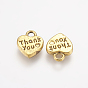Tibetan Style Alloy Charms, Cadmium Free & Lead Free, Heart with Thank You, 12x10x2mm, Hole: 2mm