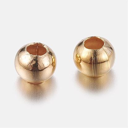 Brass Spacer Beads, Seamless, Round, 3.0mm, Hole: 1~1.2mm