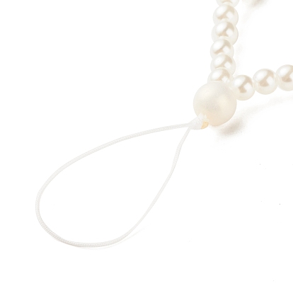 Perles acryliques peintes à la bombe sangles mobiles, avec des perles imitation perles en plastique ABS et du fil de nylon, ronde