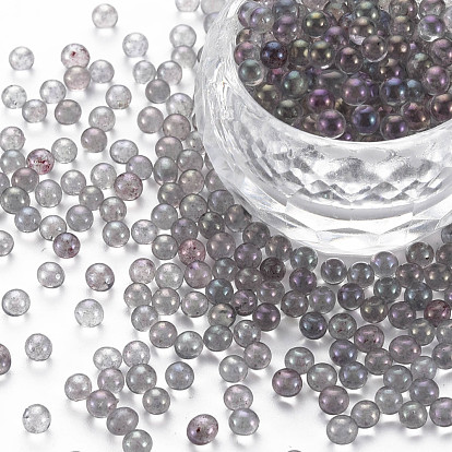 DIY 3D Nail Art Decoration Mini Glass Beads, Tiny Caviar Nail Beads, AB Color Plated, Round
