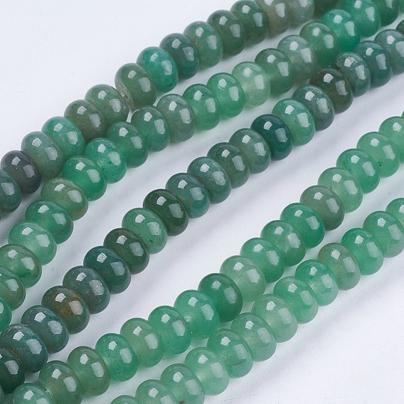 Natural Green Aventurine Stone Beads Strands, Rondelle, 8x5mm, Hole: 1mm, about 60~65pcs/strand, 15.7 inch