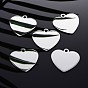 304 Stainless Steel Pendants, Manual Polishing, Blank Stamping Tags, Heart