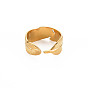 304 Stainless Steel Leaf Wrap Open Cuff Ring for Women