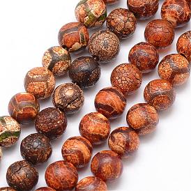 Tibetan Style dZi Beads, Natural Weathered Agate Bead Strands, Round, Dyed & Heated