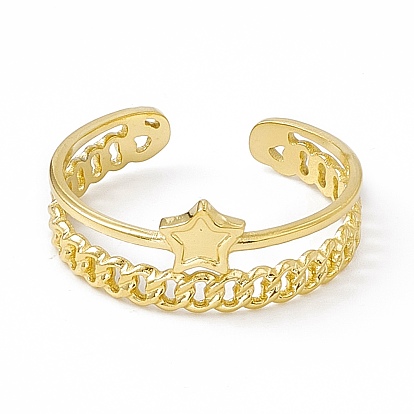 Placage ionique (ip) 304 anneau de manchette étoile en acier inoxydable pour femme, anneaux ouverts à large bande en forme de gourmette