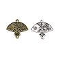Tibetan Style Alloy Connector Charms, Chinese Style Hand Fan with Flower Shape Links