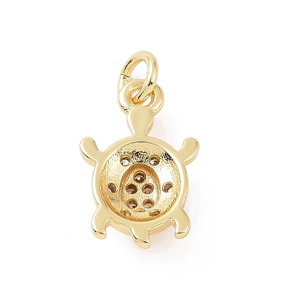 Brass Micro Pave Cubic Zirconia Charms, with Jump Ring, Sea Turtle Charm