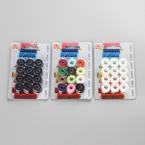 Prewound Bobbins Sewing Threads Kit, with Plastic Sewing Thread Bobbins, Cotton Thread