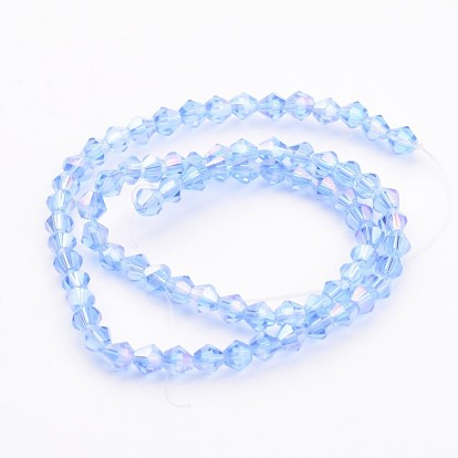 Chapelets de perles en verre, Toupie, bleu clair, de couleur plaquée ab 