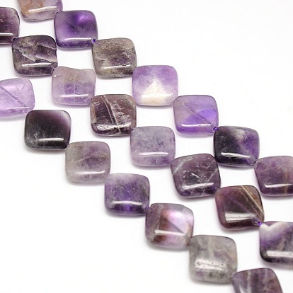 Natural Rhombus Amethyst Beads Strands, 18~19x18~19x6mm, Hole: 1mm, about 22pcs/strand, 15.74 inch