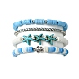 4 pcs 4 styles ensemble de bracelets extensibles en argile polymère heishi surfeur, bracelets empilables étoile de mer turquoise synthétique et tortue en alliage