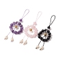 Mixed Gemstone Beaded Mobile Straps, with Natural Freshwater Pearl Beads and Braided Nylon Thread and Alloy Beads
