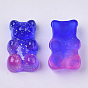 Transparent Resin Cabochons, with Glitter Powder, Two Tone, Bear