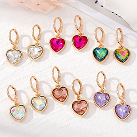Colorful Heart-shaped Crystal Zircon Earrings and Pendant Set for Fashionable Women