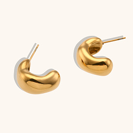 Irregular Hollow Curved Stainless Steel 18K Gold Plated Earrings for Women