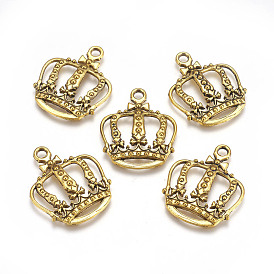 Tibetan Style Alloy Links, Lead Free and Cadmium Free, King Crown, 34x28x4mm, Hole: 3.1mm