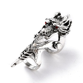Кольца из сплава со стразами для мужчин, широкая полоса кольца, дракон, античное серебро