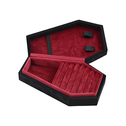 Coffin Shaped Velvet Jewelry Storage Boxes, Jewelry Case for Earrings, Rings, Necklaces Storage