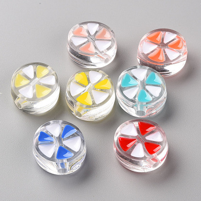 Perles acryliques émail transparent, plat et circulaire avec triangle