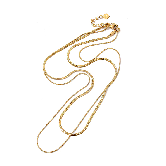 Chapado en iones (ip) 304 cadenas de serpiente y espiga redondas de acero inoxidable collar de doble capa para hombres y mujeres