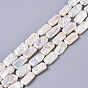 Natural Baroque Pearl Keshi Pearl Beads Strands, Cultured Freshwater Pearl, Rectangle