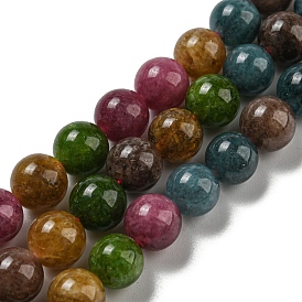 Natural Jade Imitation Tourmaline Beads Strands, Round, Dyed