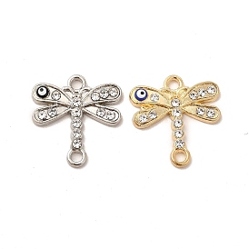 Alloy Rhinestone Connector Charms, Dragonfly with Evil Eye