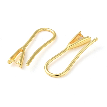 Rack Plating Brass Ear Hooks, Ear Wire with Pinch Bails for Half Drilled Beads, Long-Lasting Plated, Lead Free & Cadmium Free
