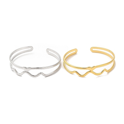 Placage ionique (ip) 304 bracelets de manchette à ondes cardiaques en acier inoxydable, bijoux pour femmes