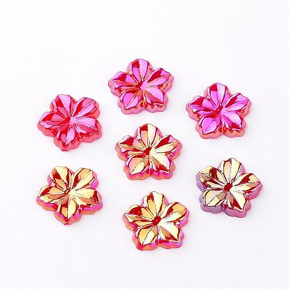 Cabochons acryliques, de couleur plaquée ab , fleur