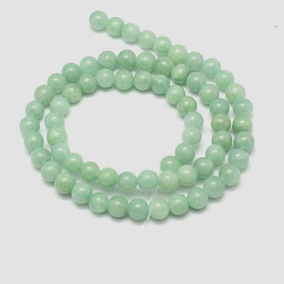 Natural Persian Jade Beads Strands, Dyed, Round, Hole: 1mm