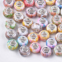 Resin European Beads, Large Hole Beads, with Silver Color Plated Brass Cores, Rondelle