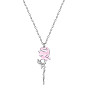 SHEGRACE Rose 925 Sterling Silver Pendant Necklaces, with Epoxy Resin and Cable Chains, Platinum
