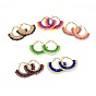 304 Stainless Steel Hoop Earrings, Beaded Hoop Earrings, with Glass Beads, Fan