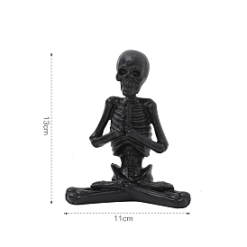 Décoration d'affichage sur le thème d'halloween, ornements de squelette de yoga, statue de squelettes de yoga, prière