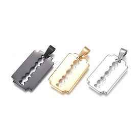 304 Stainless Steel Pendants, Razor Blade Shape