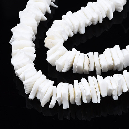 Natural White Shell Beads Strands, Chip, Bleach