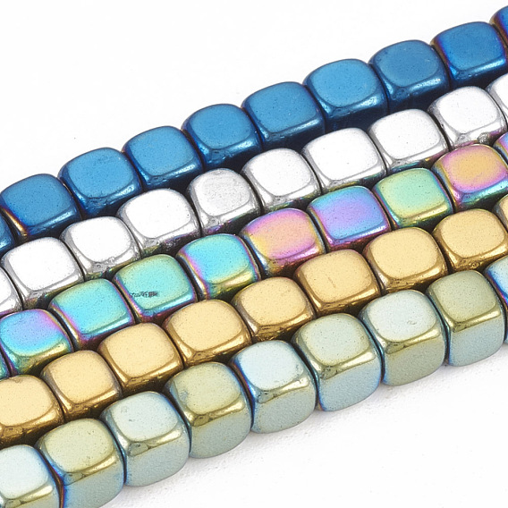 Electroplated Non-magnetic Synthetic Hematite Beads Strands, Cube