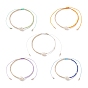 5 piezas 5 colores perlas naturales y semillas de vidrio pulseras de cuentas trenzadas conjunto para mujeres