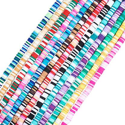 13 Strands 13 Colors Handmade Polymer Clay Beads Strands, for DIY Jewelry Crafts Supplies, Heishi Beads, Disc/Flat Round
