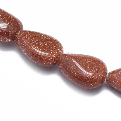 Synthetic Goldstone Beads Strands, Teardrop