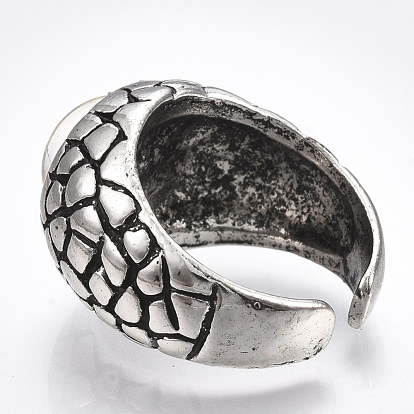 Alloy Glass Cuff Finger Rings, Wide Band Rings, Dragon Eye