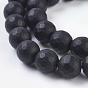 Synthetic Black Stone Beads Strands, Dyed, Faceted, Frosted, Round