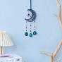 Luna envuelta en alambre con chip de ojo de tigre y lapislázuli natural con adornos colgantes del árbol de la vida, Borla de ágata natural para decoración exterior del hogar.